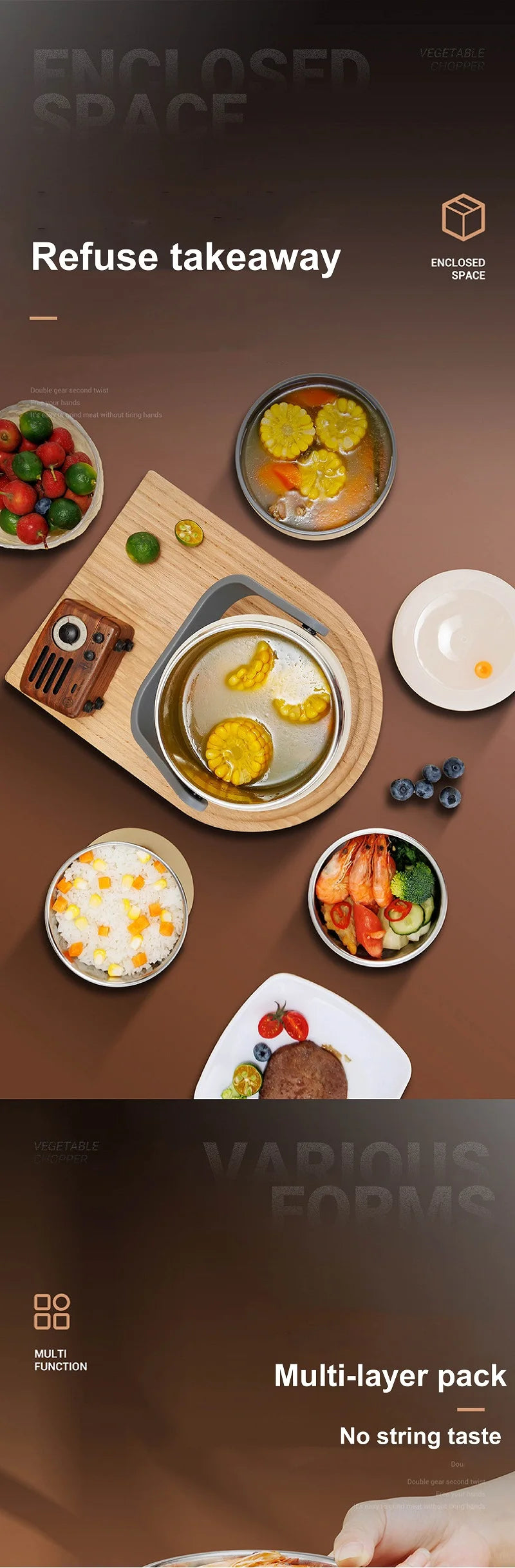 100-240V Electric Lunch Box 12V Car Rice Cooker Portable 304 Stainless Steel Double Layer Linner Thermal Insulation Lunch Box