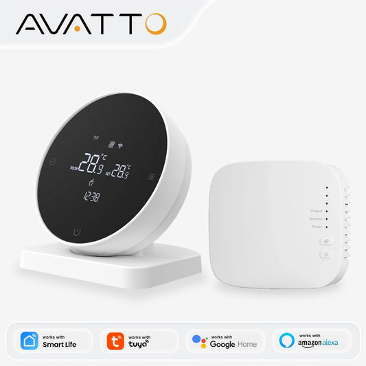 AVATTO WiFi Smart Thermostat,RF Wireless Temperature Controller for Gas Boiler Water Heating,Works with Tuya Alexa Google Home