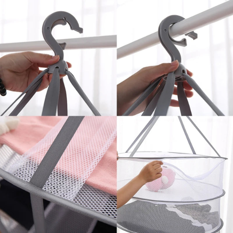 Foldable 1/2/3 Layer Mesh Clothes Drying Net Rack Grey Lay Flat Dry Hanger for Indoor Outdoor Use Delicates Towels Socks Swimsuit