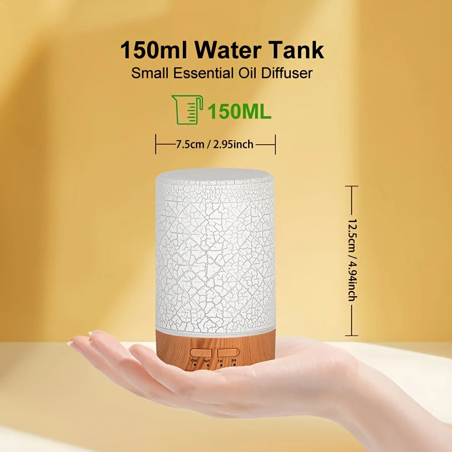 150ml Crack Design Essential Oil Diffuser with 7 Color LED USB Ultrasonic Air Humidifier for Living Room Office