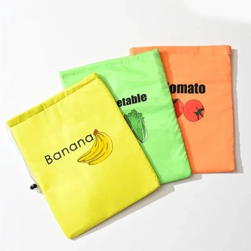 Insulated Fresh-Keeper Bag Reusable Drawstring Closure Storage Organizer for Bananas Lettuce & Vegetables Plant Fiber