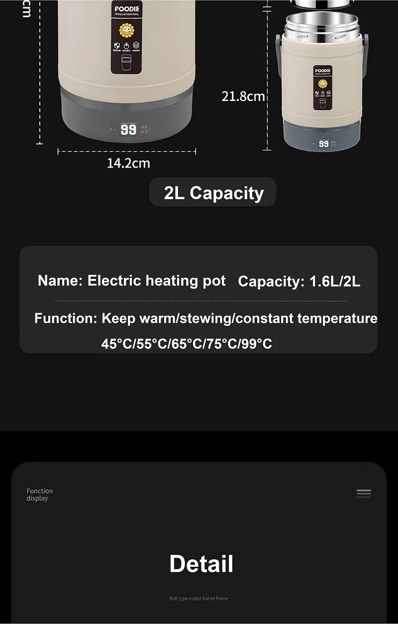 100-240V Electric Lunch Box 12V Car Rice Cooker Portable 304 Stainless Steel Double Layer Linner Thermal Insulation Lunch Box