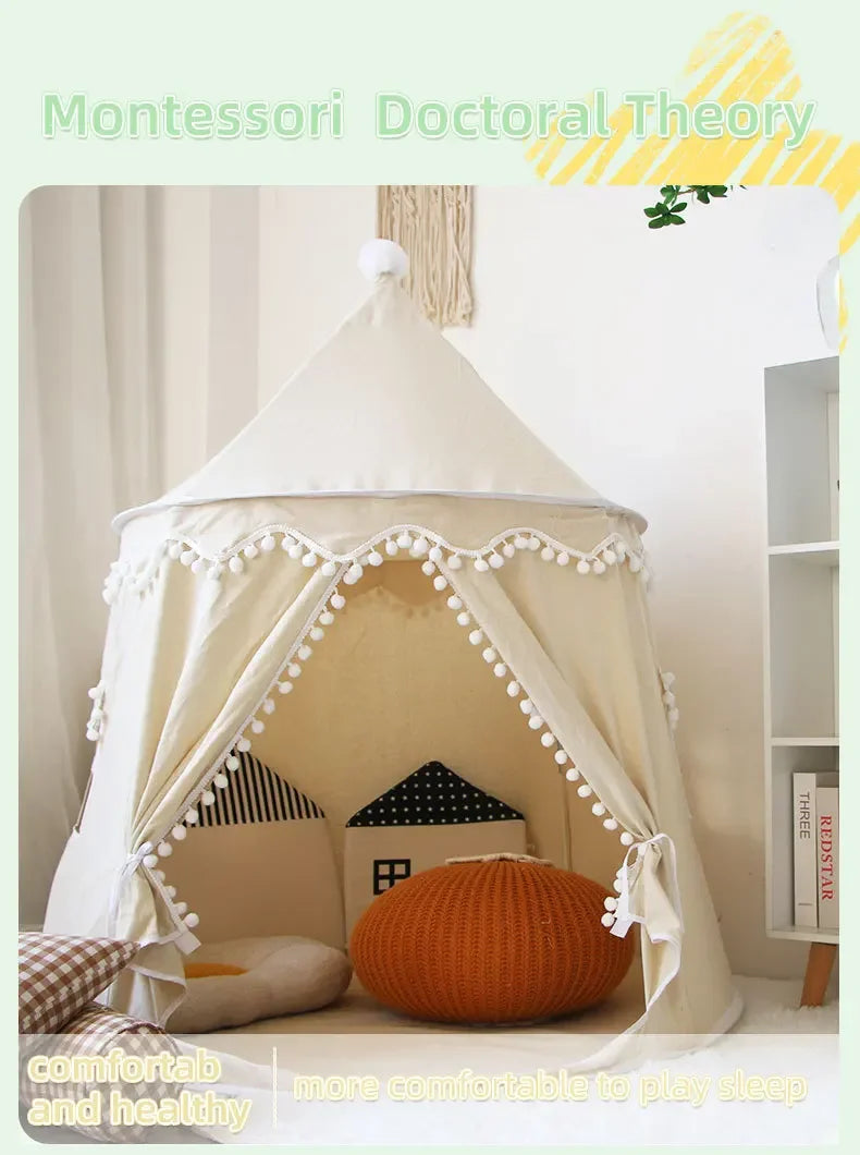 Portable Princess Castle Game House Teepee Tent for Children Outdoor Indoor Fun Toy Soft Cloth Mongolian Birthday Gift for Kids 0-12Y