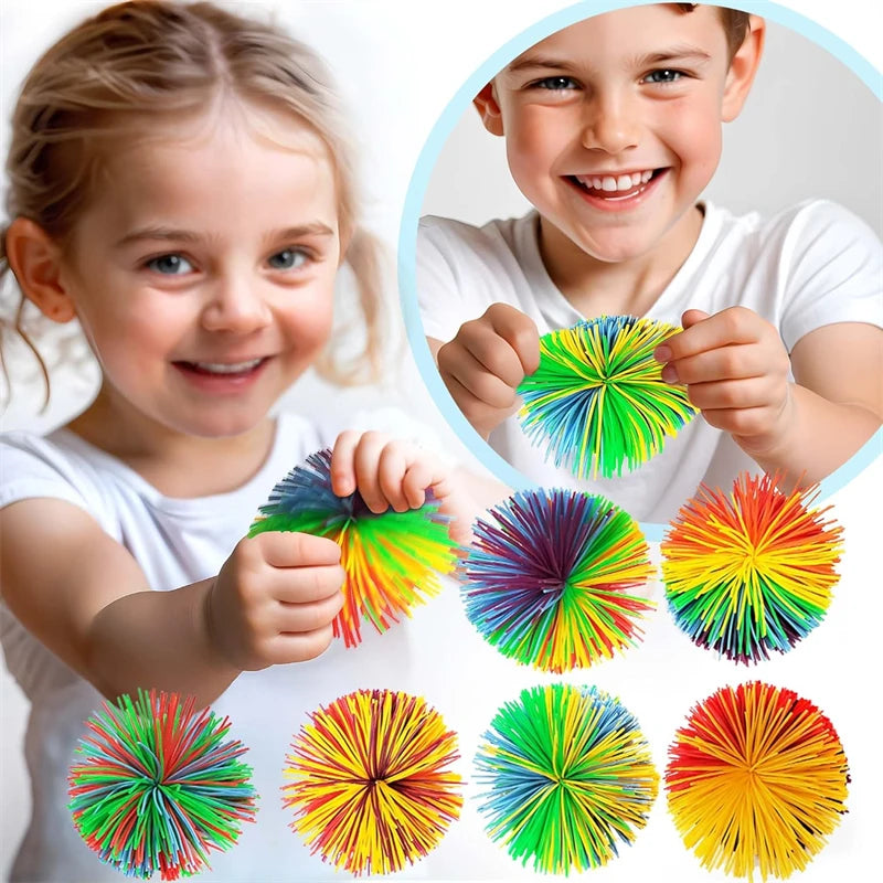 4-Piece Stress Relieving Sensory Toy Set with Random Colors. Bouncy Ball Is Perfect for Children and Adults