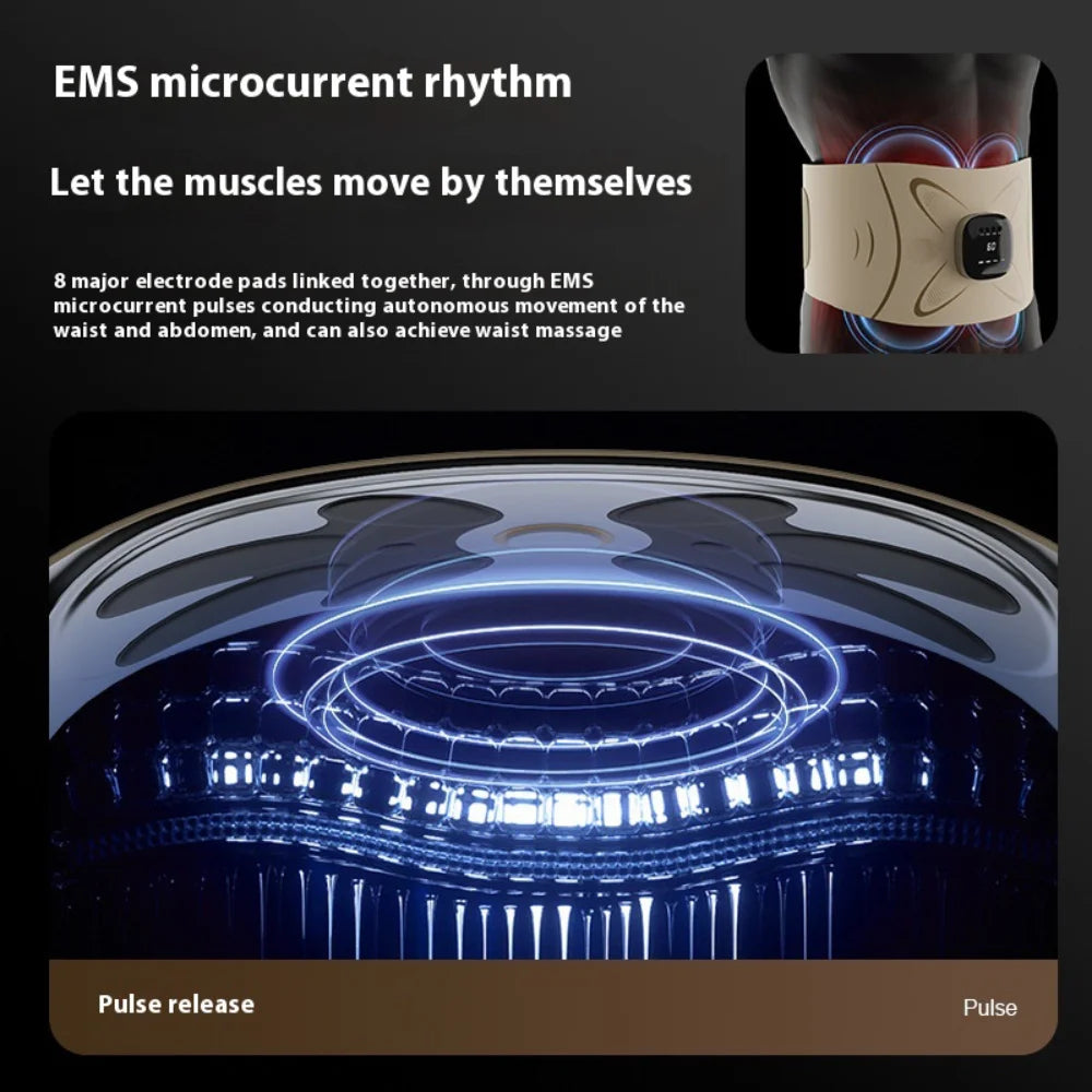EMS Microcurrent Heating Massager Belt Pulse Body Sculptor Waist Relaxation Device with Warmth for Home Use