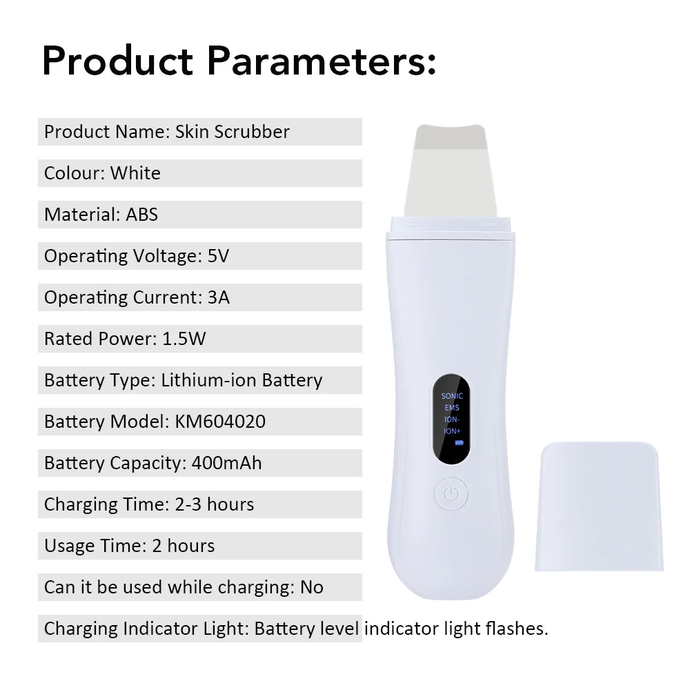 Ultrasonic Skin Scrubber Skin Spatula Ion Deep Face Cleaning