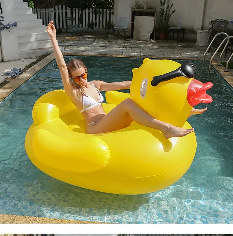 Yellow Duck Giant Inflatable Water Floating Seat PVC Thickened Swimming Bed for Kids And Adults Outdoor Summer Water Toy