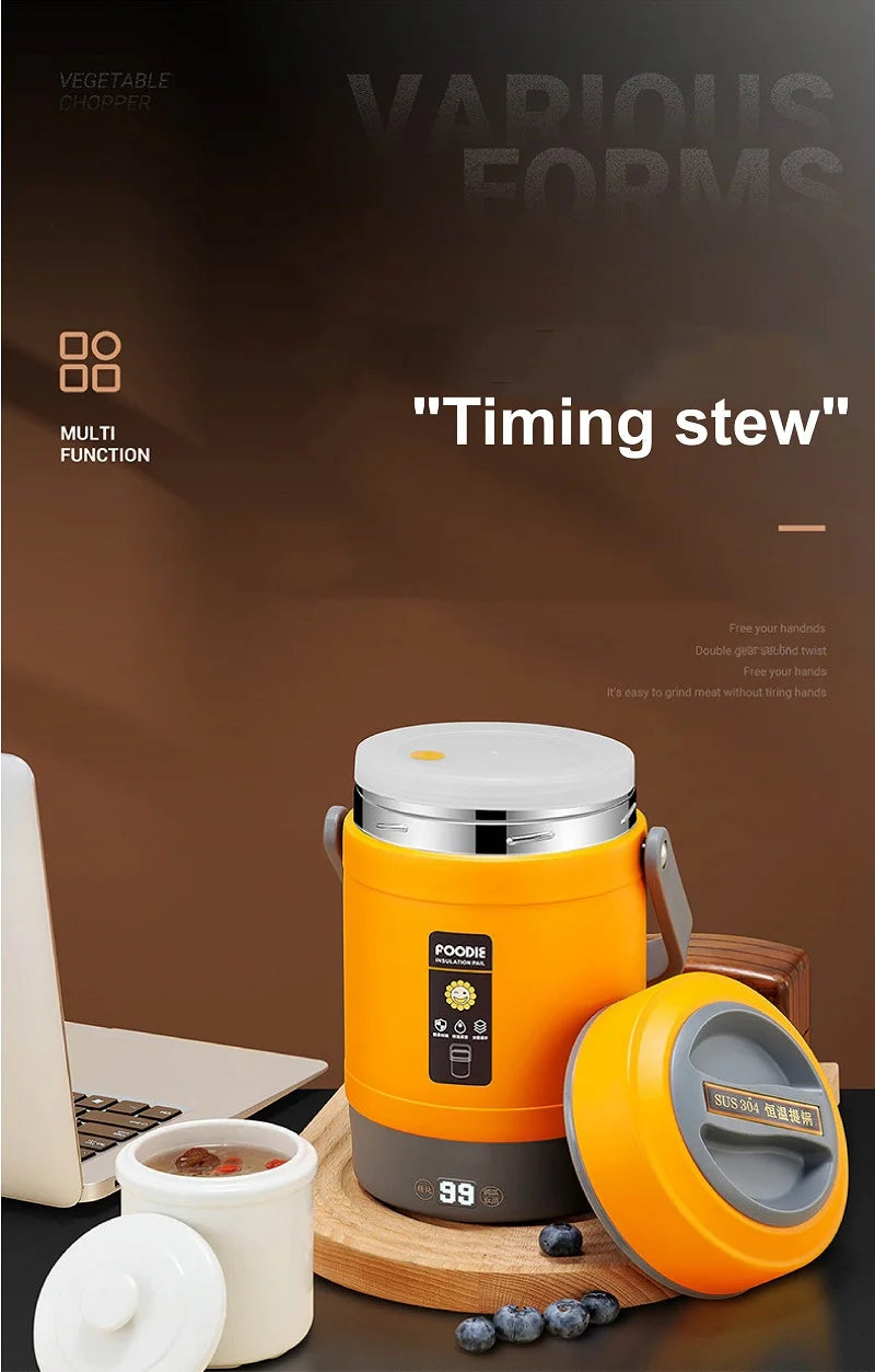 100-240V Electric Lunch Box 12V Car Rice Cooker Portable 304 Stainless Steel Double Layer Linner Thermal Insulation Lunch Box