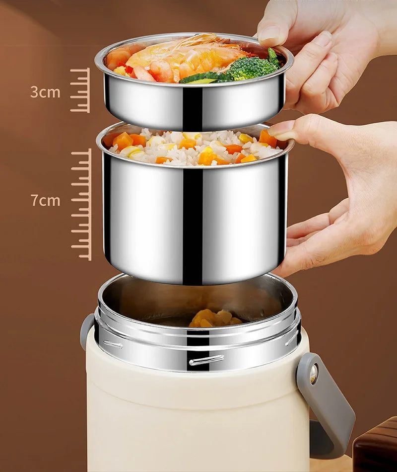 100-240V Electric Lunch Box 12V Car Rice Cooker Portable 304 Stainless Steel Double Layer Linner Thermal Insulation Lunch Box