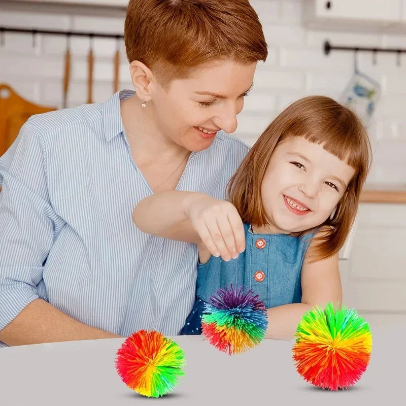 4-Piece Stress Relieving Sensory Toy Set with Random Colors. Bouncy Ball Is Perfect for Children and Adults
