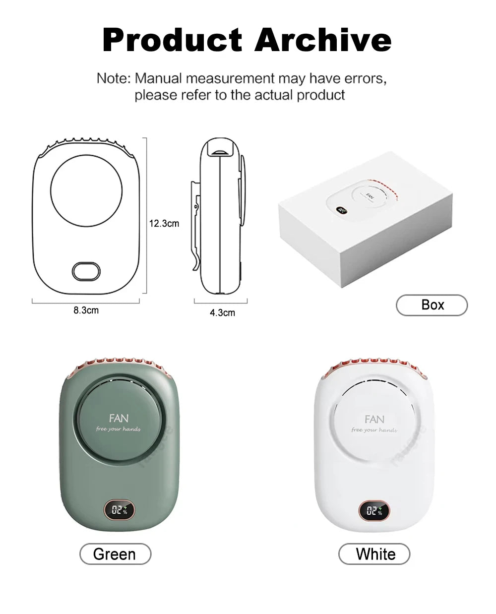 Mini Portable USB Rechargeable Waist Fan for Travel Clip-On Shirt Fan with Three Speed Settings Cooling Only