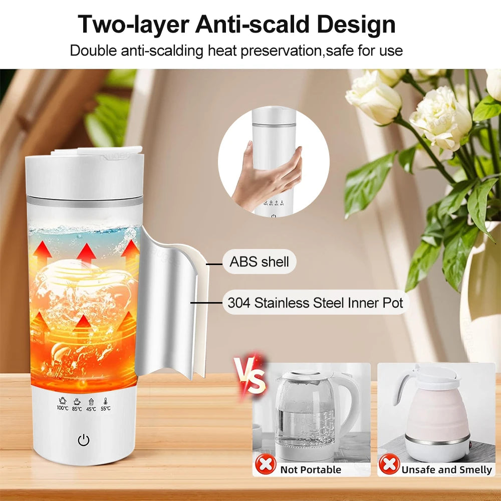Portable Mini Electric Kettle Tea Coffee Pot Anti-Scald Water Thermal Cup