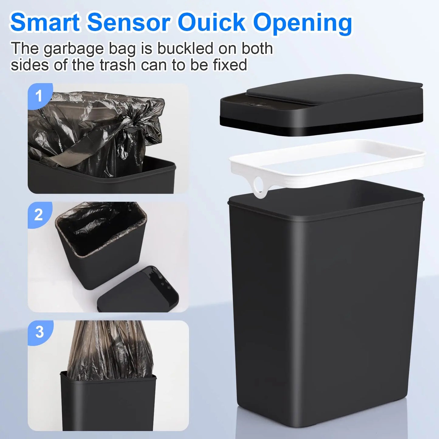 Bathroom Touchless Trash,12L Motion Sensor