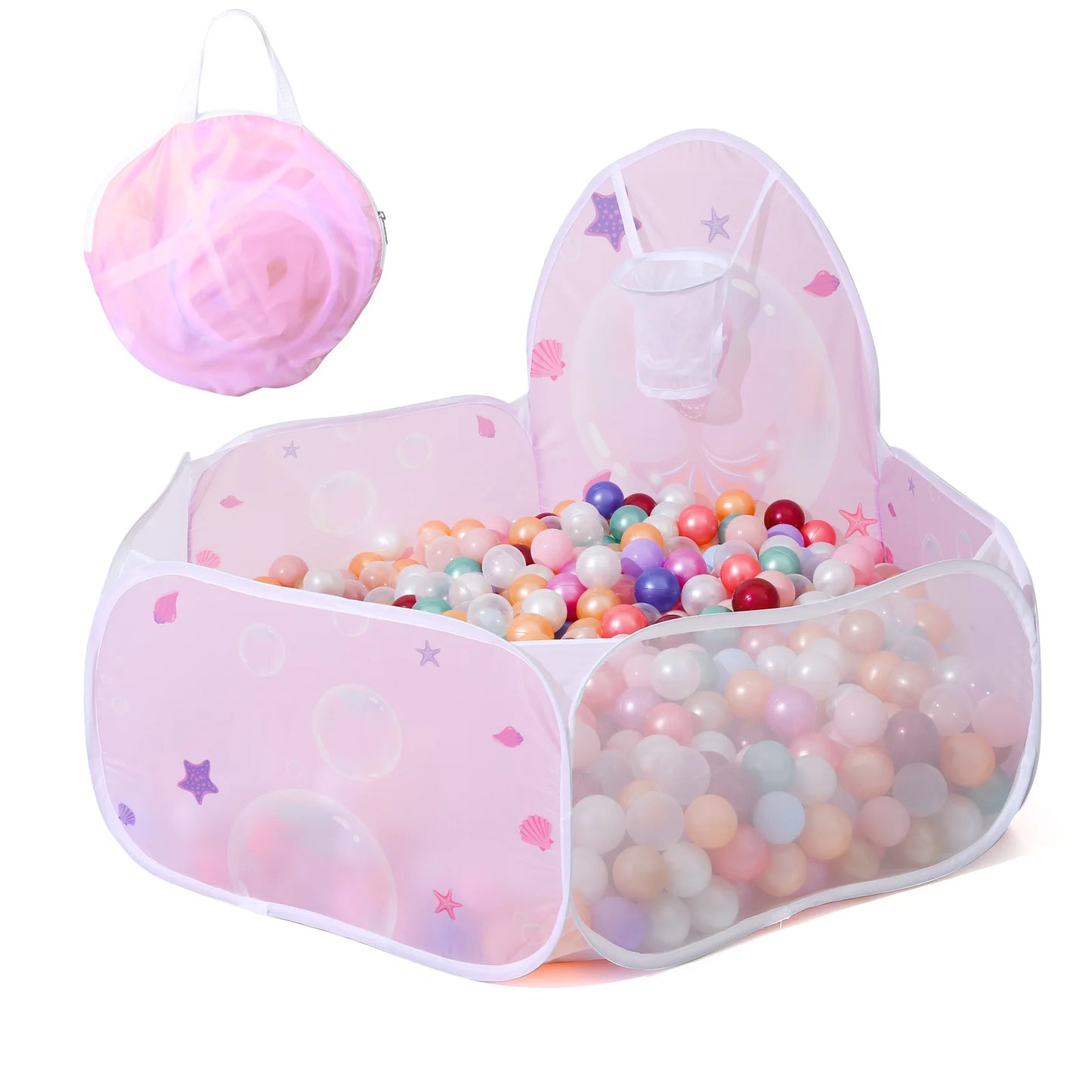 1 pc Ball Pit for Kids Pop Up Ball Pits Children Play Tent with Basketball Hoop and Zipper Storage Bag