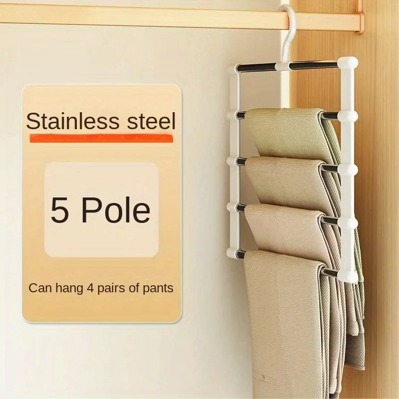 Stainless Steel Space-Saving Foldable Pants Hangers for Jeans, Leggings & Trousers - Closet Organizer