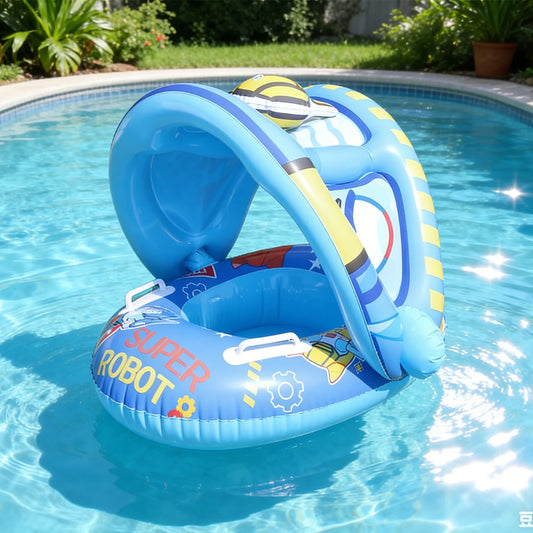 1PC Swim Rings With Sunshades And Safety Seats, Offering Sun Protection, Ideal For Summer, The Seaside And Lakes