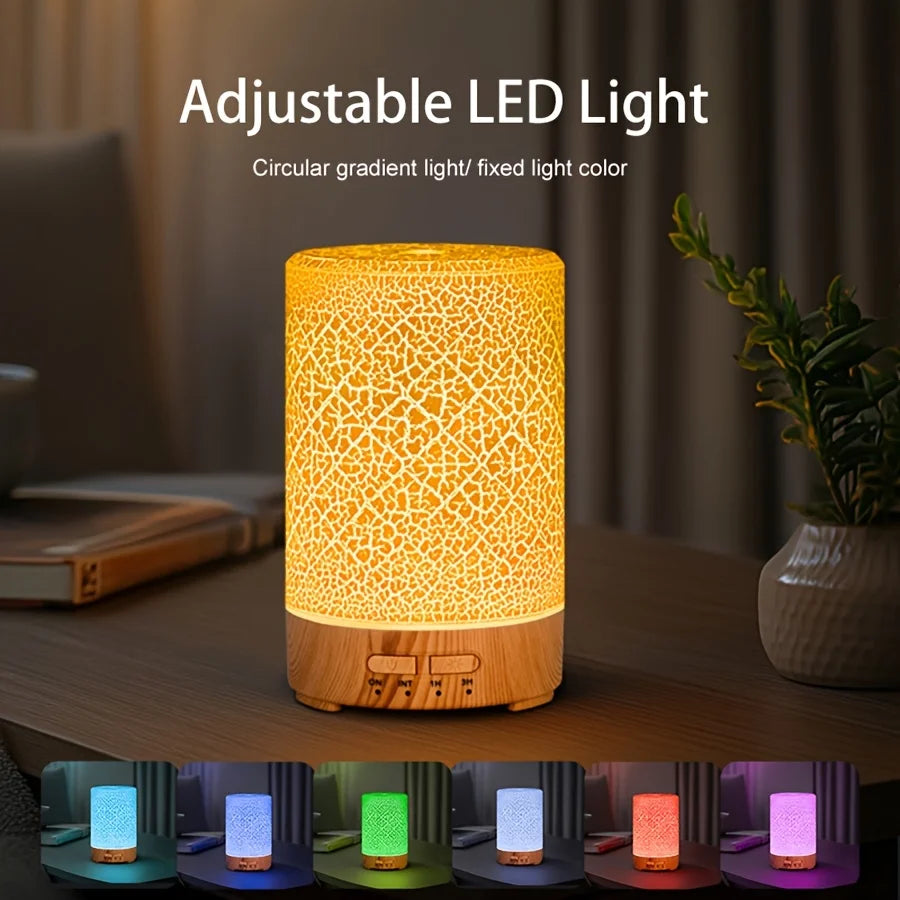 150ml Crack Design Essential Oil Diffuser with 7 Color LED USB Ultrasonic Air Humidifier for Living Room Office
