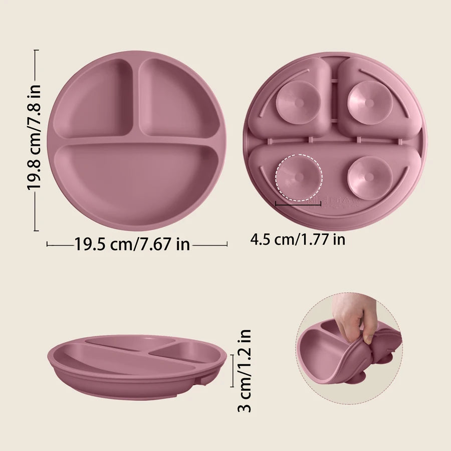 1PCS Baby Sucker Silicone Dining Plate BPA Free Children Dishes Suction Toddle Training Tableware Kids Feeding Bowls