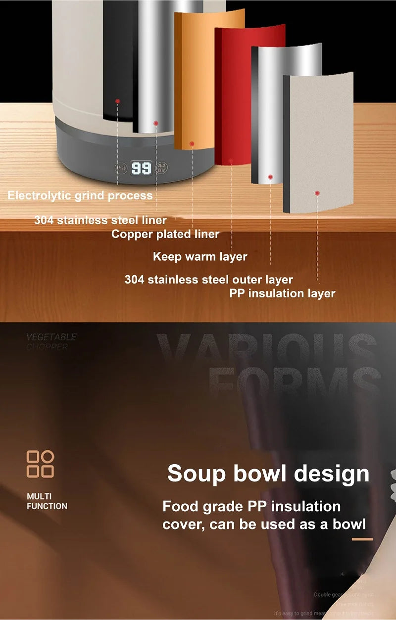 100-240V Electric Lunch Box 12V Car Rice Cooker Portable 304 Stainless Steel Double Layer Linner Thermal Insulation Lunch Box