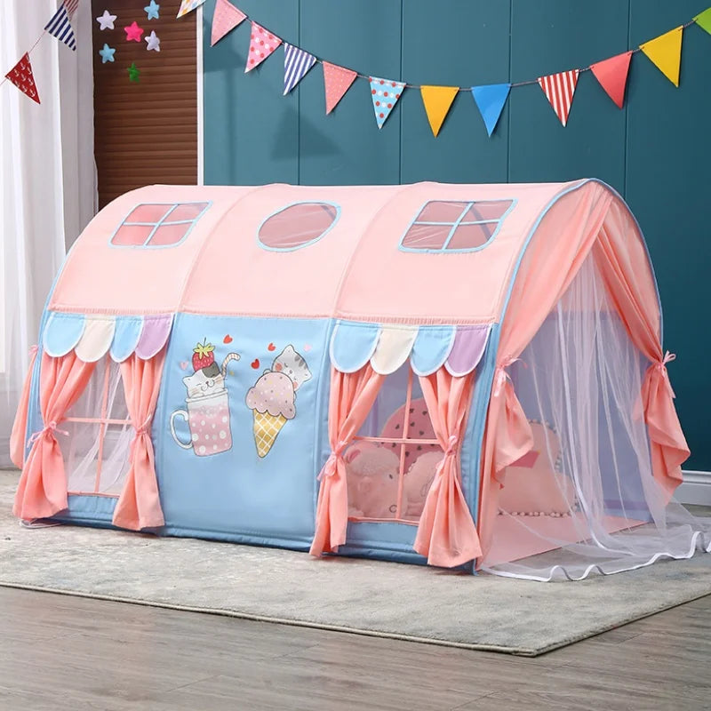 Large Kids Play House Tent With Window Portable Children Bed Tent For Boys Girls Indoor Play Game House Castle