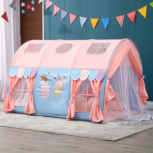 Large Kids Play House Tent With Window Portable Children Bed Tent For Boys Girls Indoor Play Game House Castle
