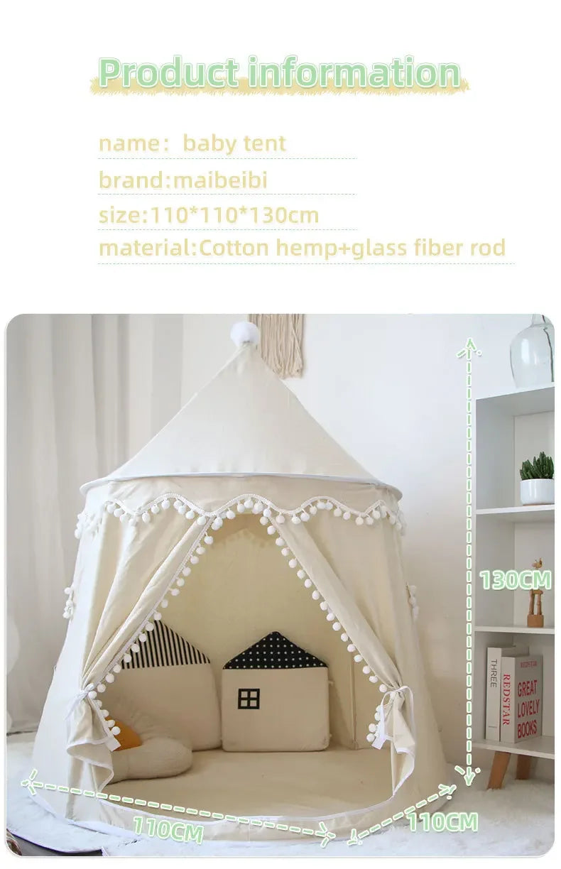 Portable Princess Castle Game House Teepee Tent for Children Outdoor Indoor Fun Toy Soft Cloth Mongolian Birthday Gift for Kids 0-12Y