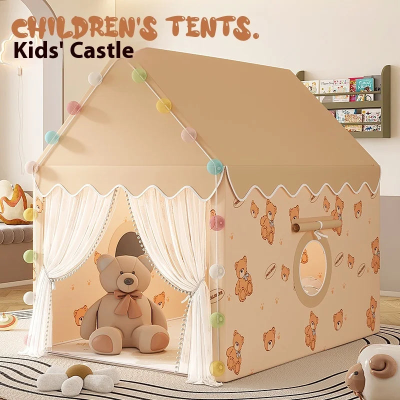 Princess Castle Play Tent for Kids Folding Indoor Play House Cubby Small Baby Tent with Solid Frame No Light Ball