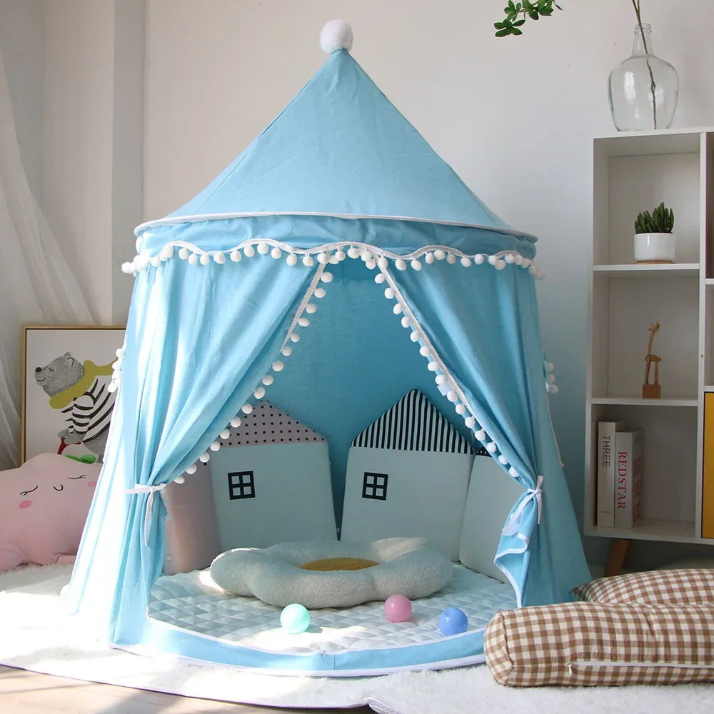 Portable Princess Castle Game House Teepee Tent for Children Outdoor Indoor Fun Toy Soft Cloth Mongolian Birthday Gift for Kids 0-12Y