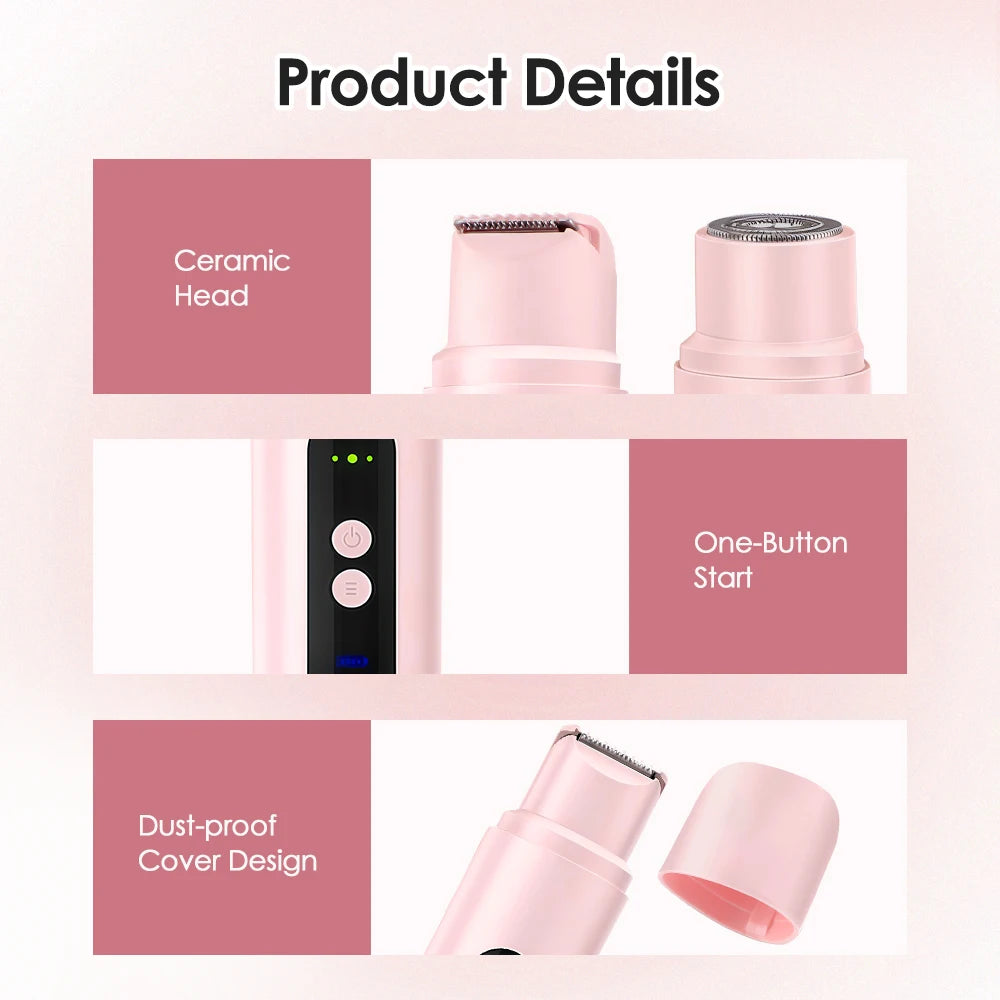 Electric Shaver For Women 2 In 1 Double Head Hair Trimmer Razor Wet & Dry