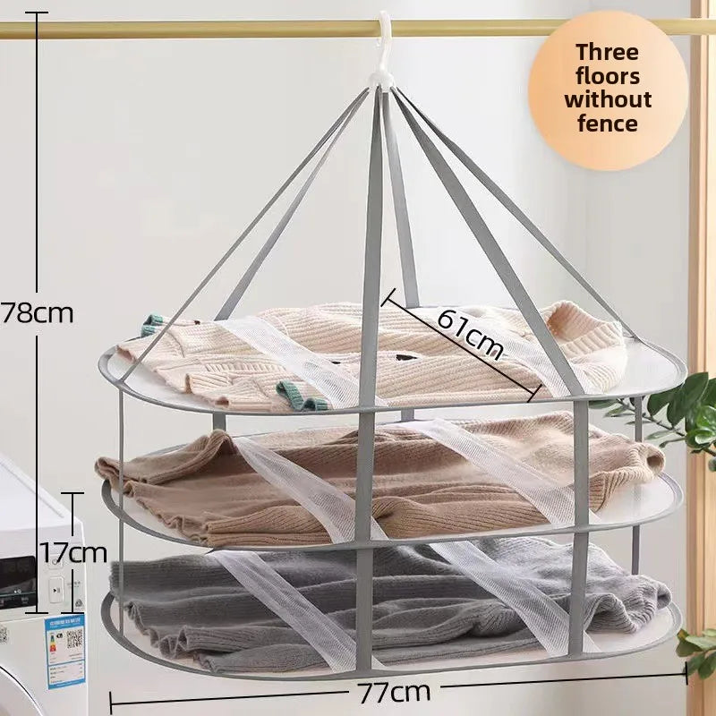 Foldable 1/2/3 Layer Mesh Clothes Drying Net Rack Grey Lay Flat Dry Hanger for Indoor Outdoor Use Delicates Towels Socks Swimsuit