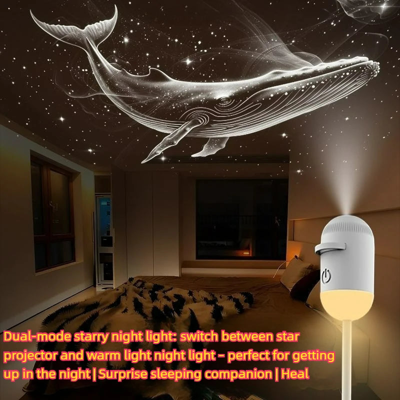 2-in-1 Mini Galaxy Star Projector Night Light – Starry Sky Ambient Lamp for Bedroom