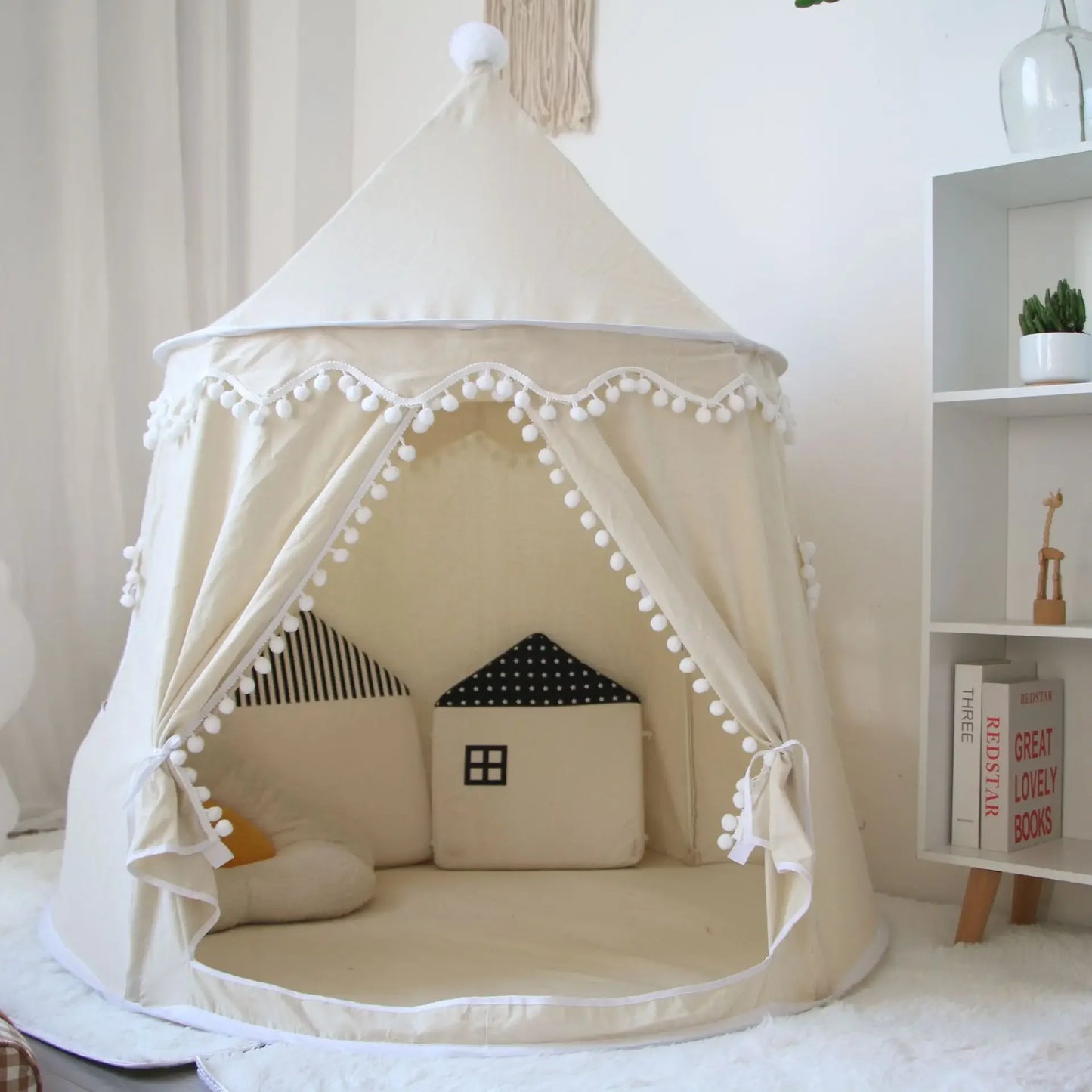 Portable Princess Castle Game House Teepee Tent for Children Outdoor Indoor Fun Toy Soft Cloth Mongolian Birthday Gift for Kids 0-12Y