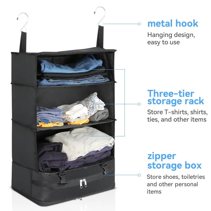 1 Set  Luggage Travel Organizer Hanging Packing Cubes Hanging Shelves