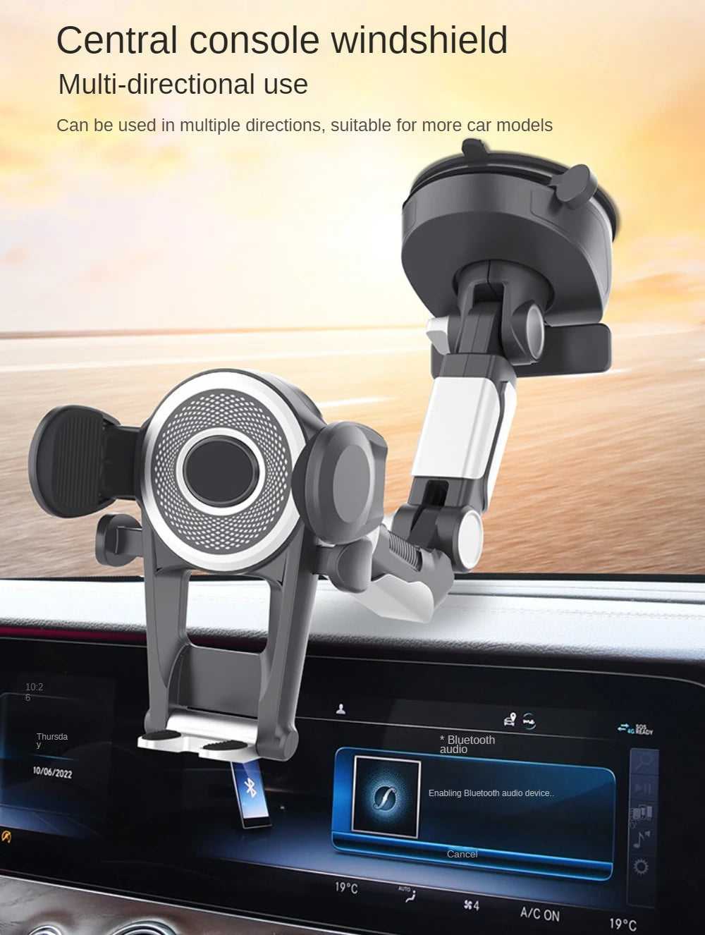 Heavy Duty Phone Mount for Car Windshield Dashboard Long Arm Suction Cup Phone Stand Holder 4.7-6.8inch Smartphone GPS Mount