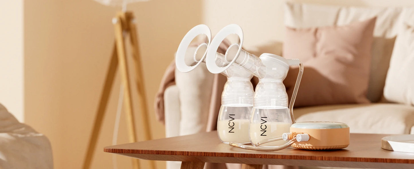 NCVI Double Electric Breast Pump, Portable Breast Pump Electric with 4 Modes 9 Levels,LED Display, 10pcs Breastmilk Storage Bags