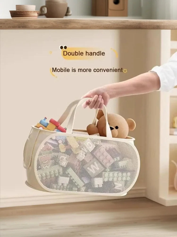 Children's Toys Storage Basket Multifunctional Breathable Mesh Laundry Bag for Dolls And Playroom Organization