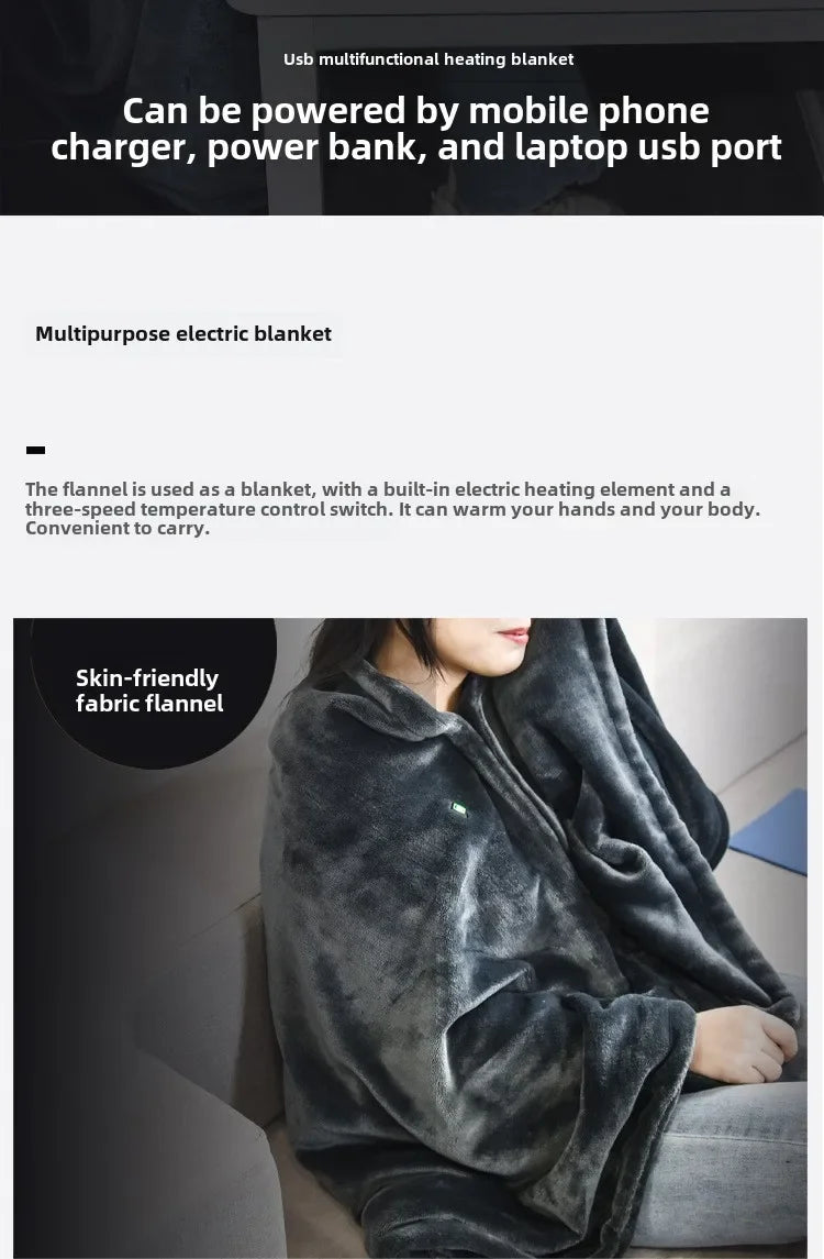 Mink Velvet Electric Blanket USB Heated Shawl Multifunctional Timer Wearable Warmth  Comfortable Home Heating
