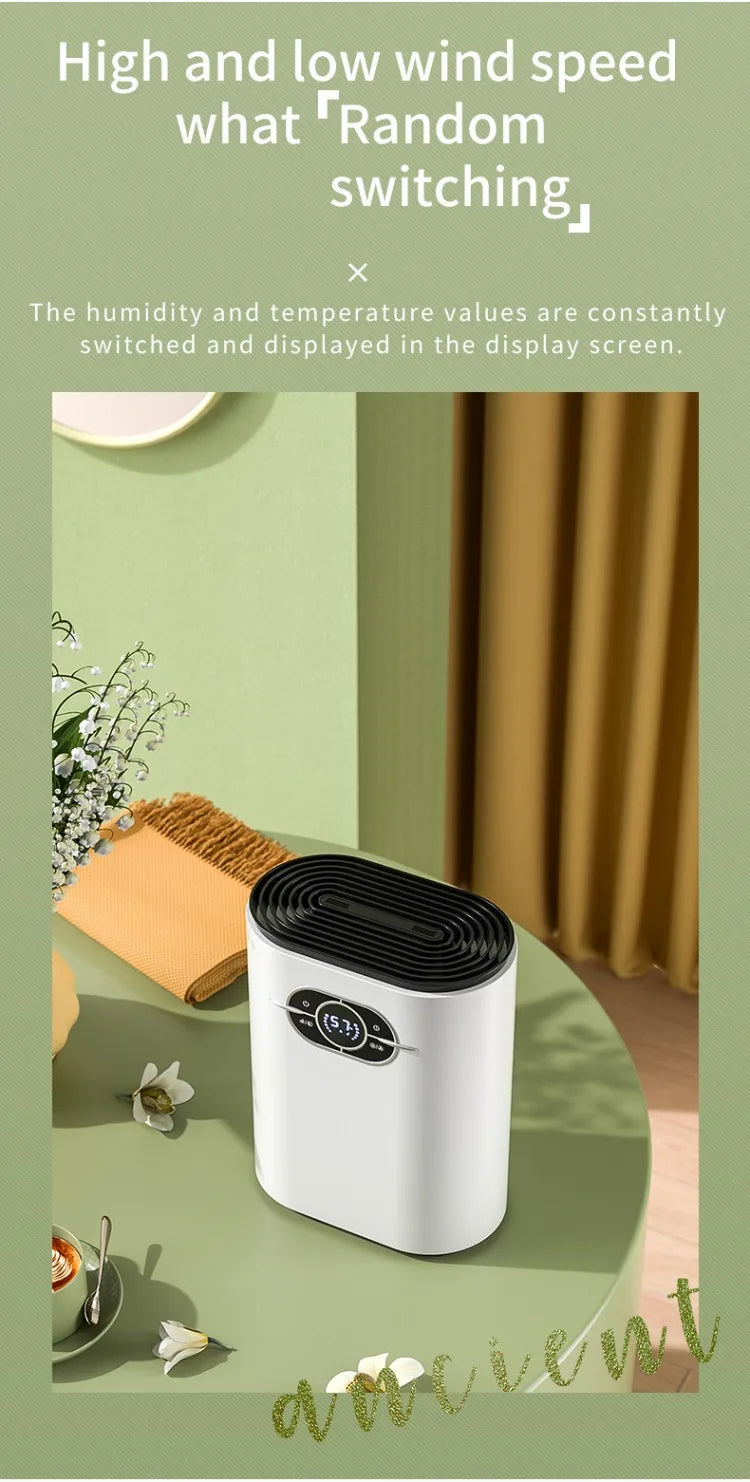 1200ML Household Dehumidifier Electronic Air Drying Machine Moisture-Proof for 21-30㎡ Area 100-240V with Low Noise ≤50dB