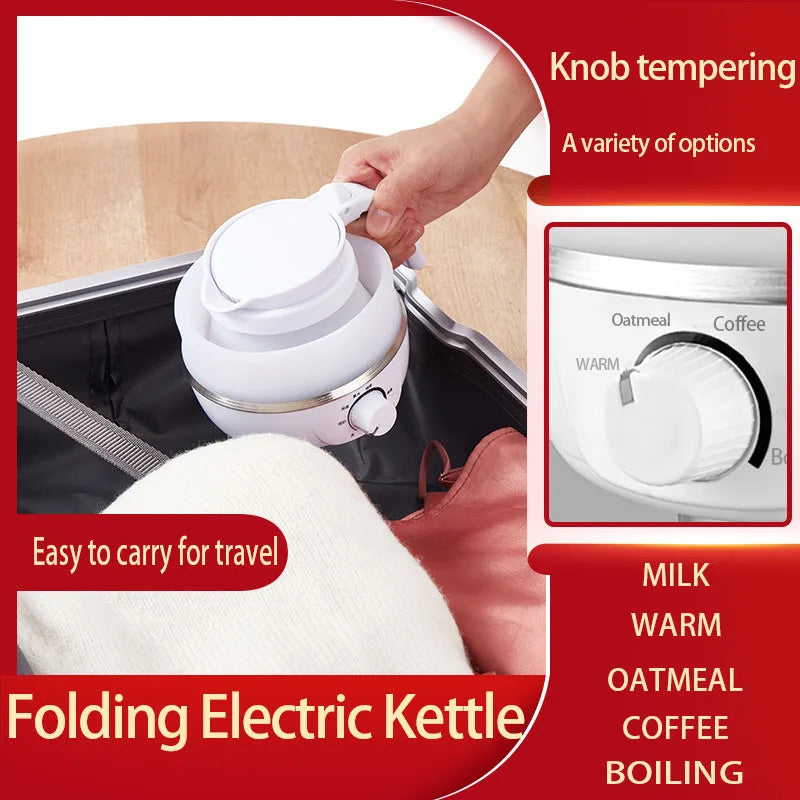 Mini Portable Fold Electric Kettle Thermostat Silicone Stainless Steel