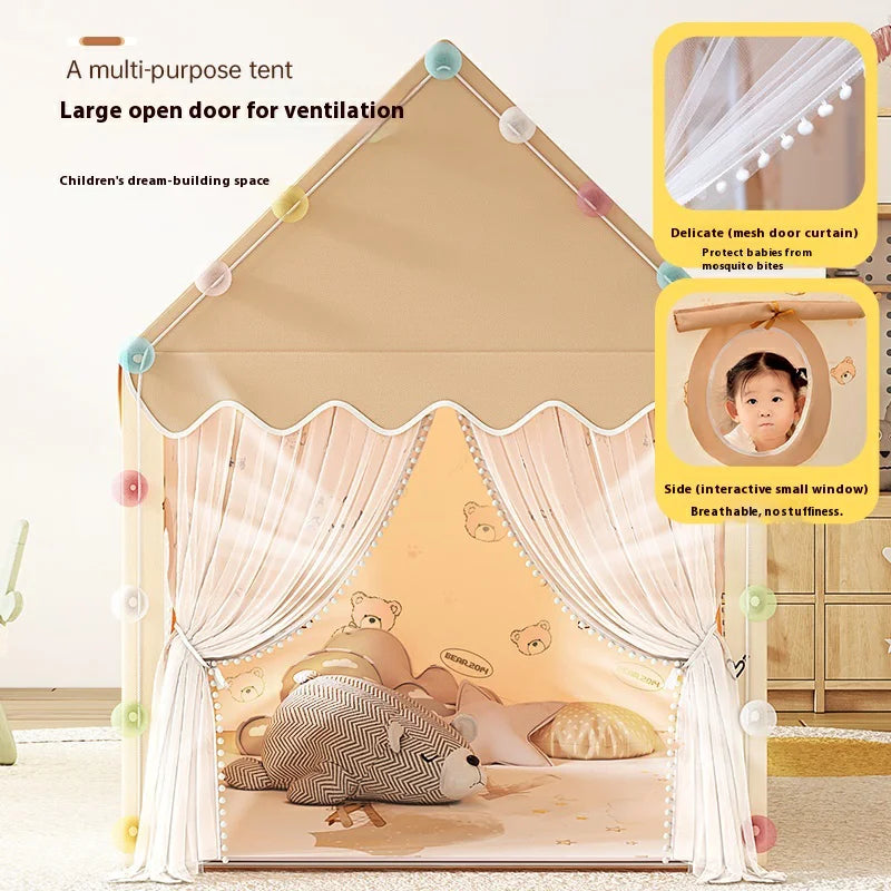 Princess Castle Play Tent for Kids Folding Indoor Play House Cubby Small Baby Tent with Solid Frame No Light Ball