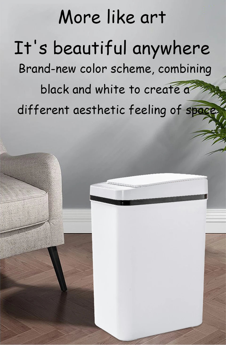 Bathroom Touchless Trash,12L Motion Sensor