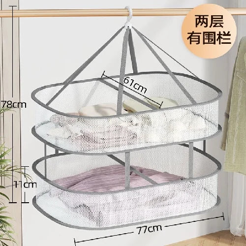Foldable 1/2/3 Layer Mesh Clothes Drying Net Rack Grey Lay Flat Dry Hanger for Indoor Outdoor Use Delicates Towels Socks Swimsuit