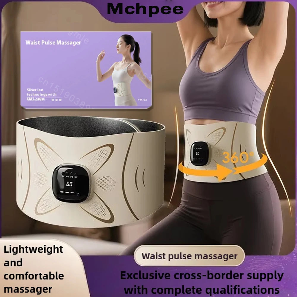 EMS Microcurrent Heating Massager Belt Pulse Body Sculptor Waist Relaxation Device with Warmth for Home Use