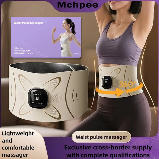 EMS Microcurrent Heating Massager Belt Pulse Body Sculptor Waist Relaxation Device with Warmth for Home Use