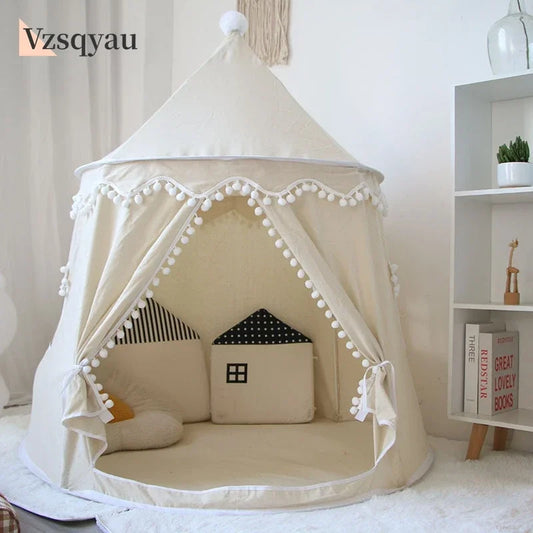 Portable Princess Castle Game House Teepee Tent for Children Outdoor Indoor Fun Toy Soft Cloth Mongolian Birthday Gift for Kids 0-12Y