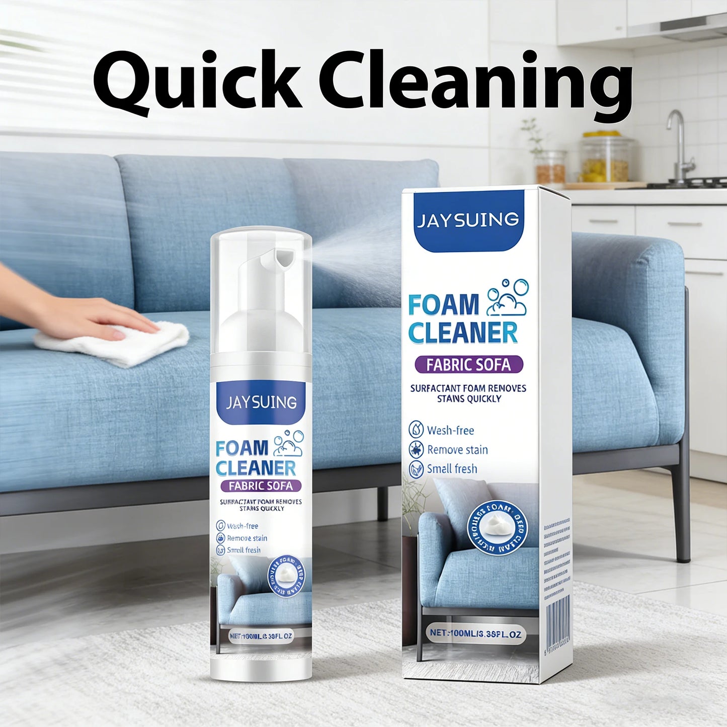 Sofa Foam Cleaner for Stain Removal & Odor Elimination - Efficient Non-Damaging Fabric Cleaner to Maintain Sofa Softness