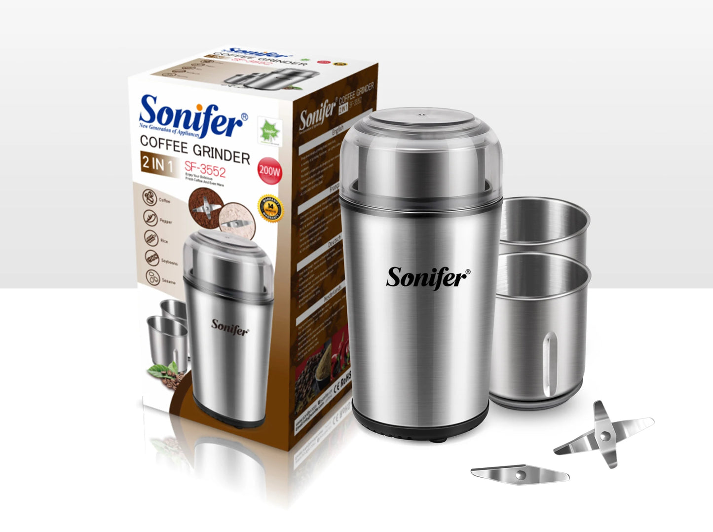 Detachable Electric Coffee Grinder Dry&Wet 2 In 1 Grass Nuts Herbs Grains Pepper Spice Flour Mill Coffee Beans
