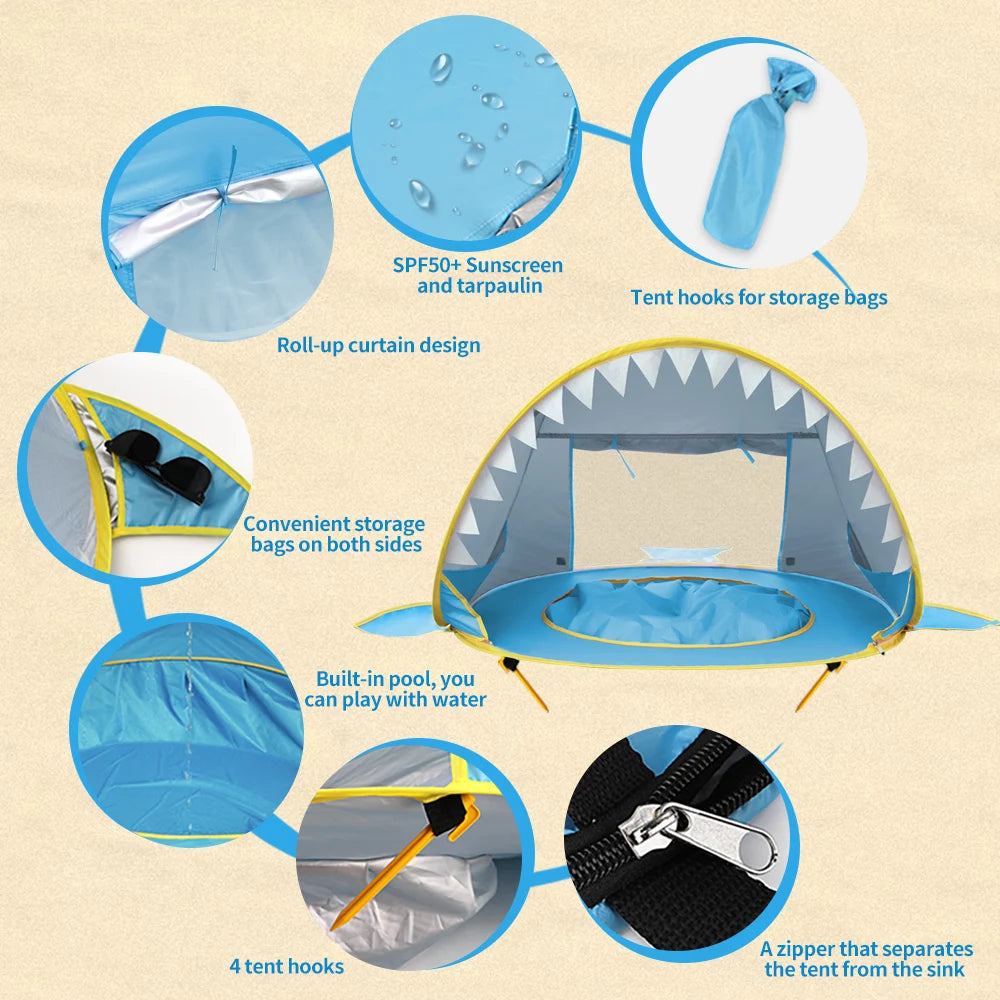 Baby Beach Tent Uv-protecting Sunshelter With A Pool
