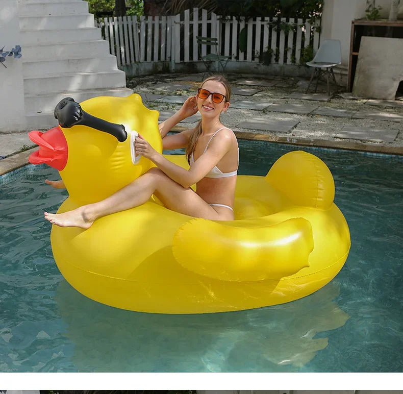 Yellow Duck Giant Inflatable Water Floating Seat PVC Thickened Swimming Bed for Kids And Adults Outdoor Summer Water Toy