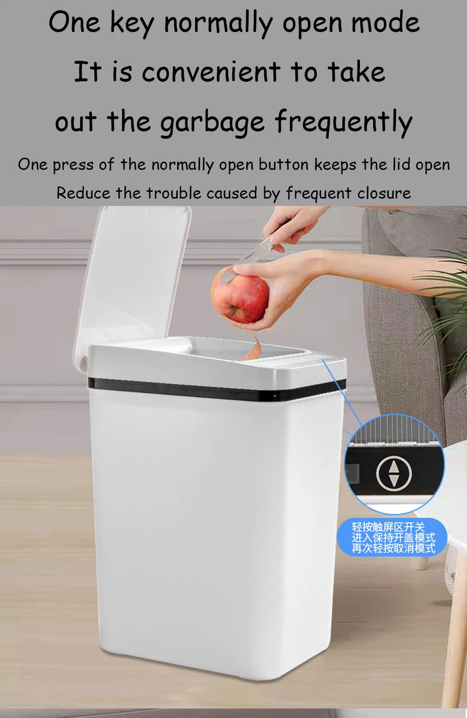Bathroom Touchless Trash,12L Motion Sensor